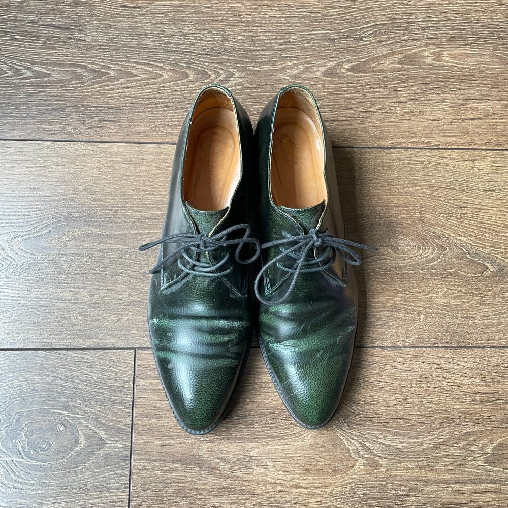 Objects in Mirror green derby shoes, size 40.5